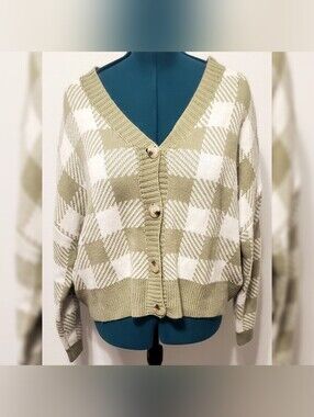 Just Polly Button-Up Cropped Sweater